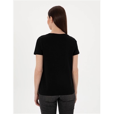 Siyah Regular Fit V Yaka Basic Tişört