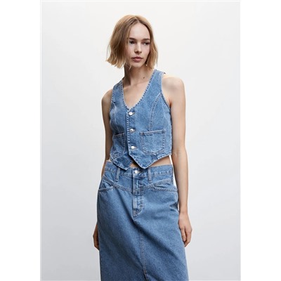 Chaleco vaquero bolsillos -  Mujer | MANGO OUTLET Melilla