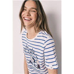 Camisón corto Snoopy algodón rayas