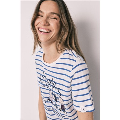 Camisón corto Snoopy algodón rayas