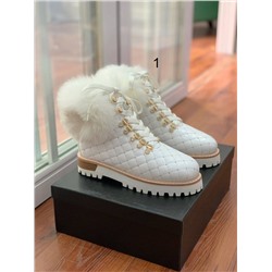 Женские ботинки с опушкой из меха лисы