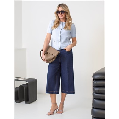 Джинсовые шорты бермуды со стрелками из эластичного денима