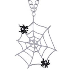 Кулон Паук (эмаль черная, белая; покрытие родий) 90см, Есть комплект