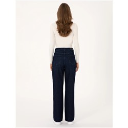 Lacivert Waist Flare Fit Jean Pantolon