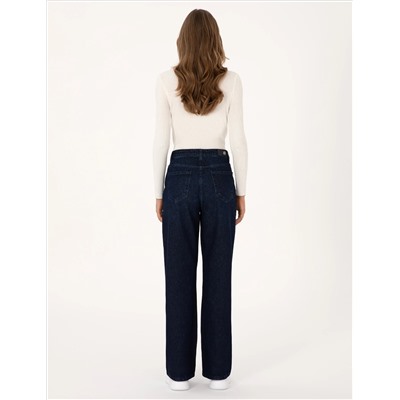 Lacivert Waist Flare Fit Jean Pantolon