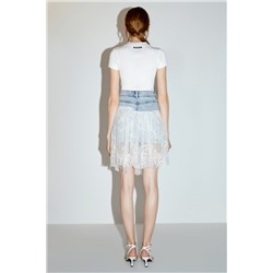 Falda evasé de talle alto Azul claro