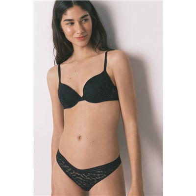 Braga clásica encaje cintura "V" negra