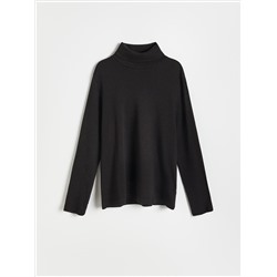 Weiches Rollkragenshirt aus Wollmischgewebe mit hohem Anteil an Bio-Baumwolle