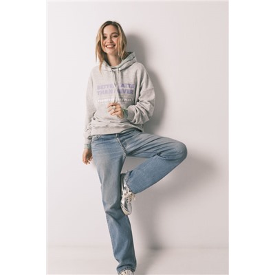 Sudadera capucha felpa algodón gris