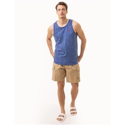 ALL OVER ANCHOR PRINT JERSEY MUSCLE TANK