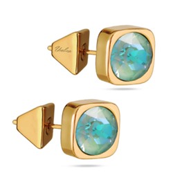 Пусеты Теннис (кристаллы SW мятные 8мм; покрытие золото), Есть комплект