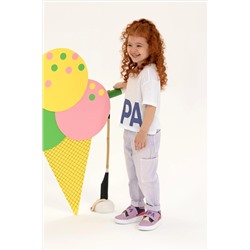 Kız Çocuk Mavi Bisiklet Yaka Crop Tişört