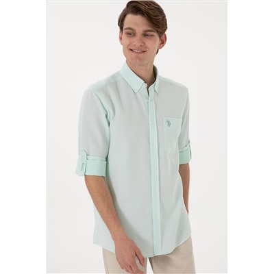 Erkek Mint Regular Fit Cepli Gömlek