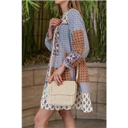 FASHION COCKTAIL, Dikdörtgen Mini Postacı Stili Çıtçıtlı Astarlı Hasır Askılı Sert Hasır Örgü İthal Plaj Tatil Çantası