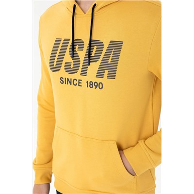 Erkek Hardal Kapüşonlu Sweatshirt