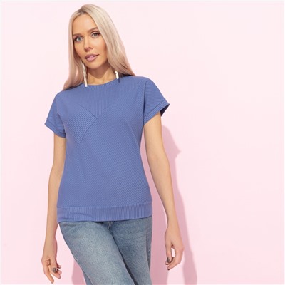 Футболка из фактурного трикотажа, Искусство строить глазки (синий)