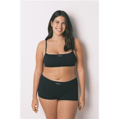 Top recto sin costuras canalé negro