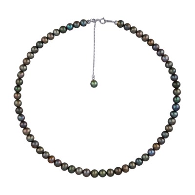 Колье (жемчуг серо-зеленый 6-7мм; покрытие родий) 37-43см