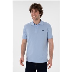 Erkek Regular Fit Polo Yaka Açık Mavi Basic Tişört