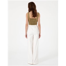 Beyaz Yüksek Bel Loose Fit Pantolon