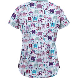 UA Lucky Elephants Amazing Aqua Print Scrub Top