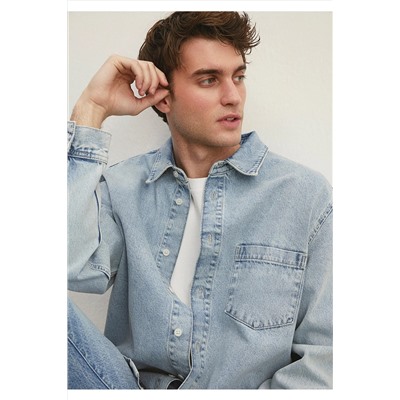 Mavi Dillon 90lar Gölgeli Açık Mavi Jean Gömlek Regular Fit / Normal Kesim 0210910-86630