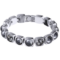 Браслет Теннис (кристаллы SW темно-серые 8мм, Майорка; родий)17-19см, Есть комплект