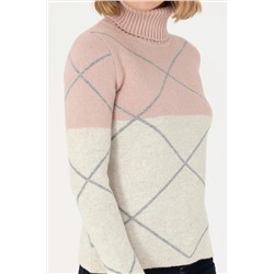 Kadın Pudra Balıkçı Yaka Kazak