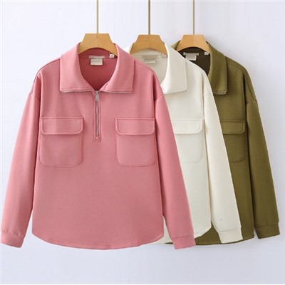 Женская свободная кофта с длинным рукавом и воротником-стойкой