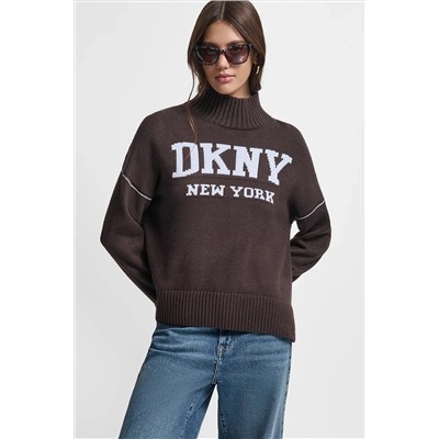 LOGO INTARSIA MOCK-NECK SWEATER
