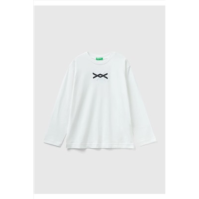 United Colors of BenettonErkek Çocuk Krem Benetton Slogan Baskılı T-Shirt
