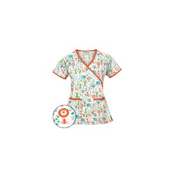 UA Day At The Zoo White Mock Wrap Scrub Top
