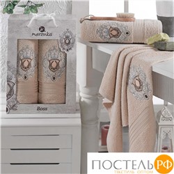 9807 Комп. Пол. MERZUKA махр.в короб. (50x80/1)(70х130/1) 2 шт. BOSS бежевый