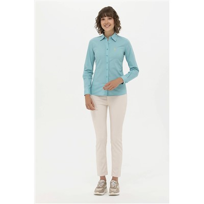 Kadın Mint Uzun Kollu Basic Gömlek