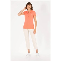 Kadın Somon Basic Polo Yaka Tişört