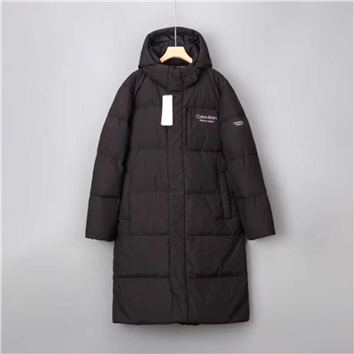 Мужской зимний пуховик средней длины с капюшоном из плотного и теплого белого утиного пуха СК