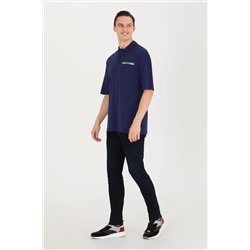 Erkek Lacivert Oversize Polo Yaka Tişört