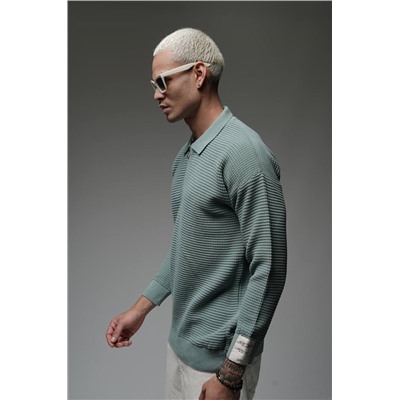 Свитер с замком бирюза