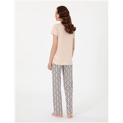 Bej Kısakollu Pijama Takımı