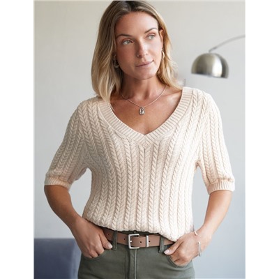 Джемпер фактурной вязки из хлопка с кашемиром