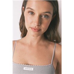 Top recto sin costuras canalé gris