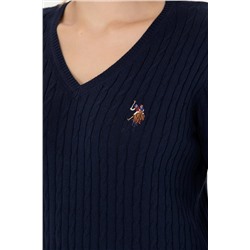 Kadın Lacivert V - Yaka Basic Kazak