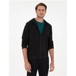 Siyah Regular Fit Fermuarlı Eşofman Üstü