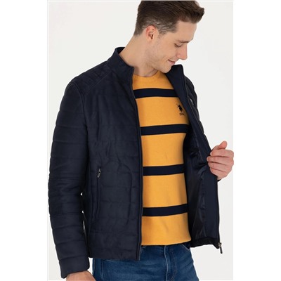 Erkek Lacivert Deri Ceket