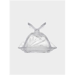 Масленка, 17х12 см, стекло, прямоугольная, Бабочка, Butterfly