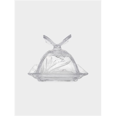 Масленка, 17х12 см, стекло, прямоугольная, Бабочка, Butterfly