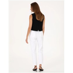 Beyaz Mom High Waist Fit Jean Pantolon