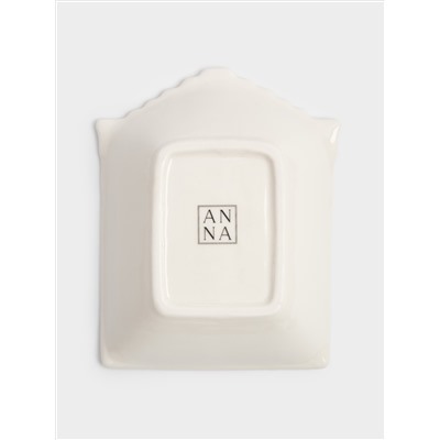 Пиала, 15x12x4 см, фарфор P, белая, Дом с венком, Townlet