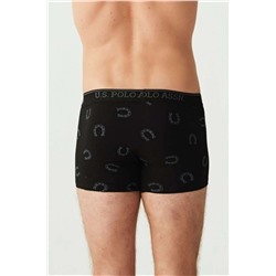U.S. Polo Assn. Erkek Antrasit Melanj - Siyah - Siyah Baskılı 3'lü Boxer
