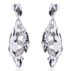 Серьги Эйва (кристаллы SW белые; покрытие родий), Есть комплект